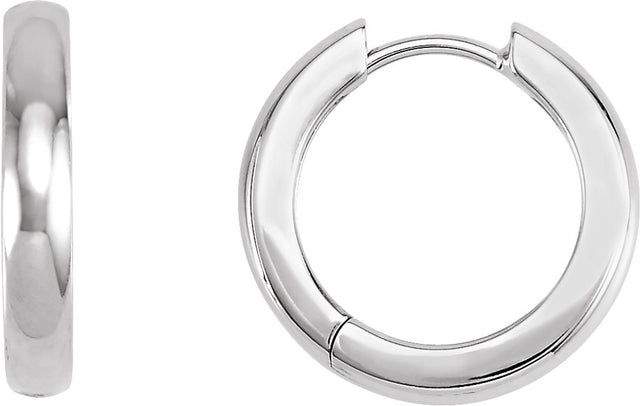 14K White Gold Hinged 16 mm Hoop Earrings