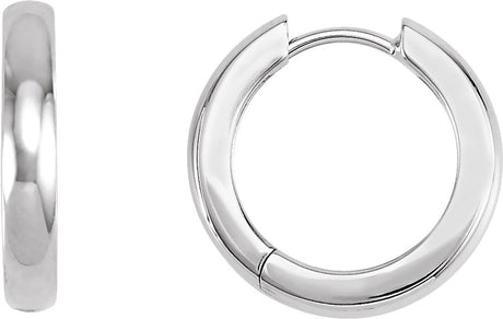 14K White Gold Hinged 17.5 mm Hoop Earrings