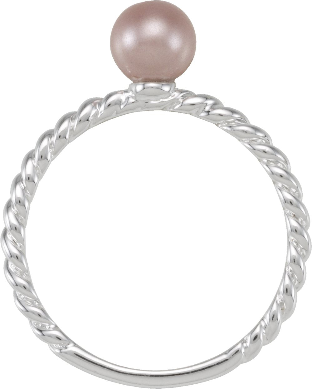 Sterling Silver Imitation Pink Pearl Rope Ring