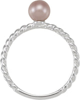 Sterling Silver Imitation Pink Pearl Rope Ring