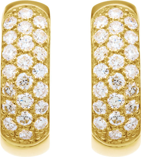 14K Yellow Gold 7/8 CTW Natural Diamond Hoop Earrings
