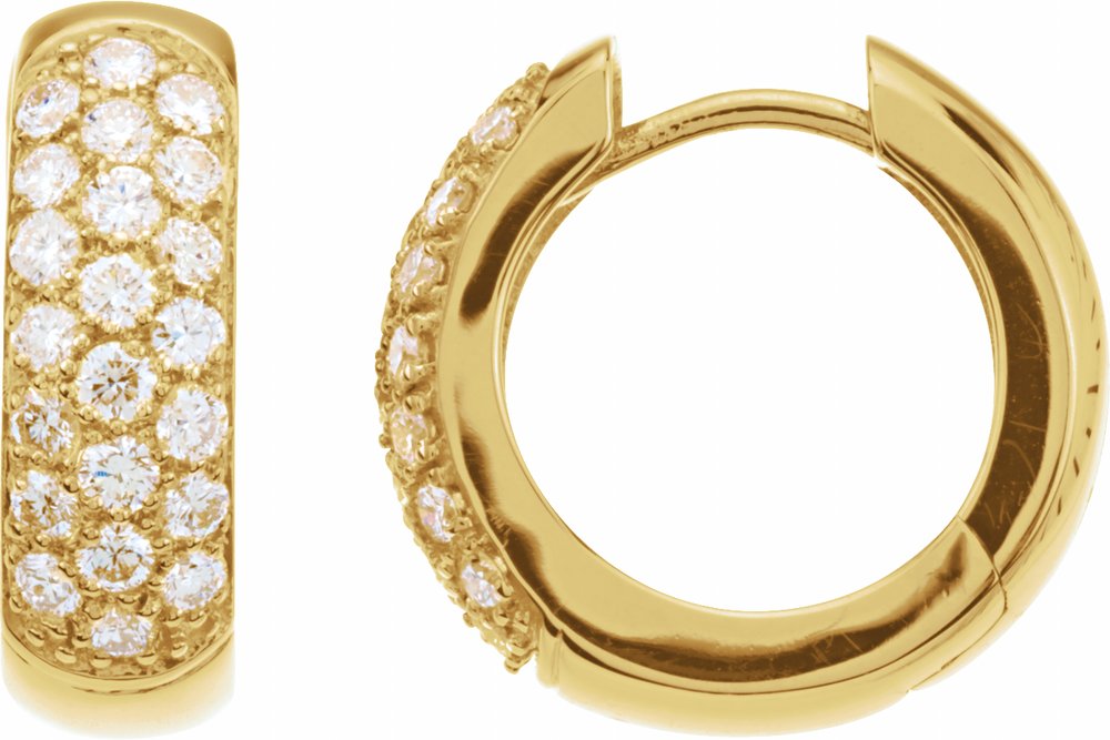 14K Yellow Gold 7/8 CTW Natural Diamond Hoop Earrings