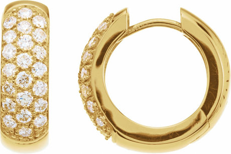 14K Yellow Gold 7/8 CTW Natural Diamond Hoop Earrings