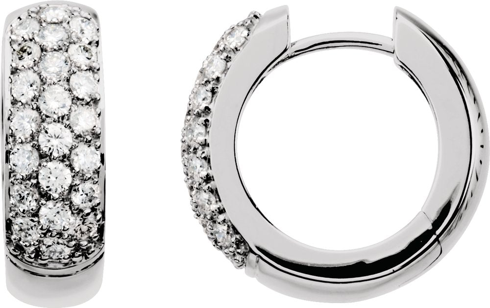 14K White Gold 7/8 CTW Lab-Grown Diamond Hoop Earrings