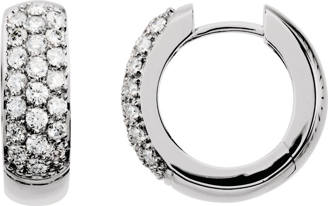 14K White Gold 7/8 CTW Lab-Grown Diamond Hoop Earrings
