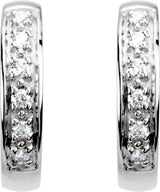 14K White Gold 1/10 CTW Natural Diamond Hinged 12.4 mm Hoop Earring