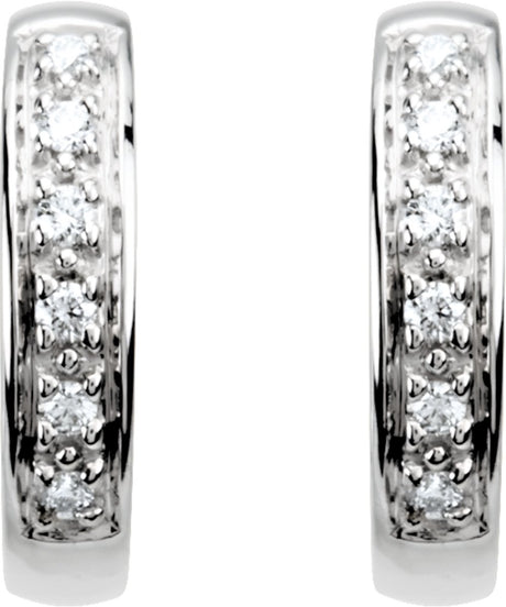 14K White Gold 1/10 CTW Natural Diamond Hinged 12.4 mm Hoop Earring