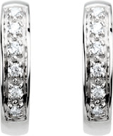 14K White 1/10 CTW Natural Diamond Hinged 12.4 mm Hoop Earring