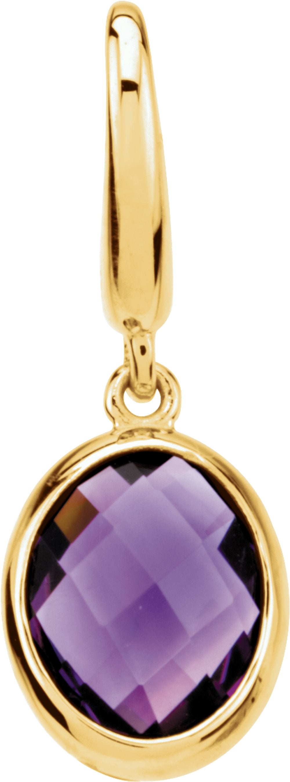 14K Yellow Gold Checkerboard Natural Amethyst Charm/Pendant