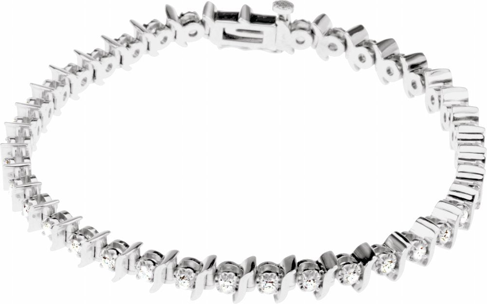 14K White Gold 1 1/2 CTW Natural Diamond Line 7 1/4" Bracelet
