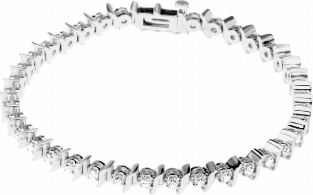 14K White Gold 1 1/2 CTW Natural Diamond Line 7 1/4" Bracelet