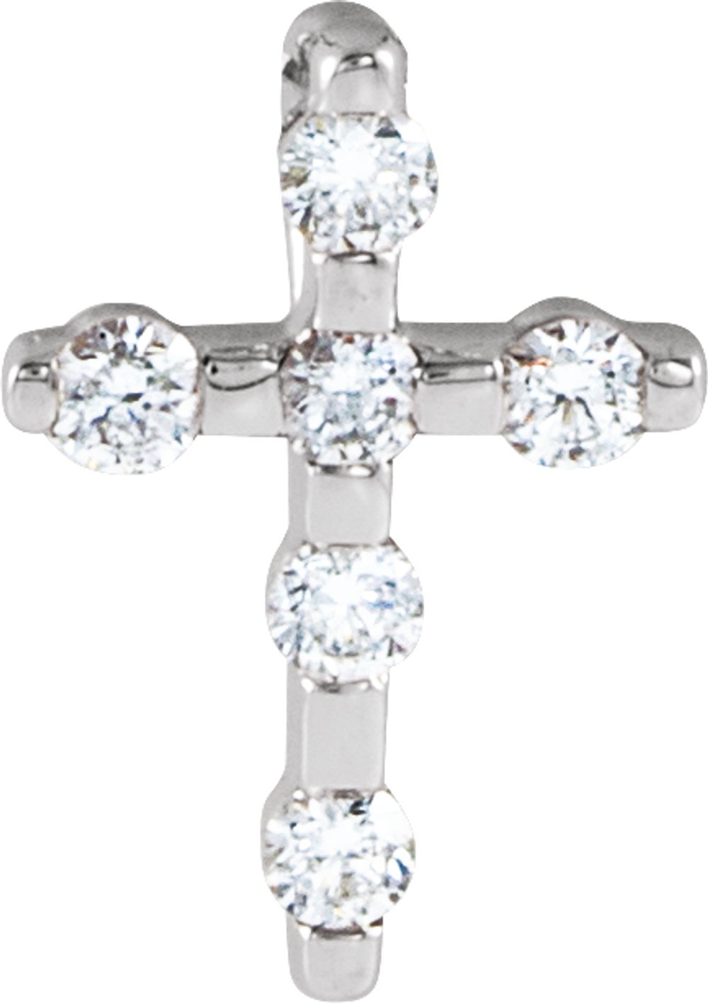 14K White .08 CTW Natural Diamond Cross Pendant