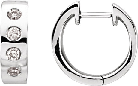 14K White Gold 1/3 CTW Natural Diamond 15.2 mm Hoop Earrings