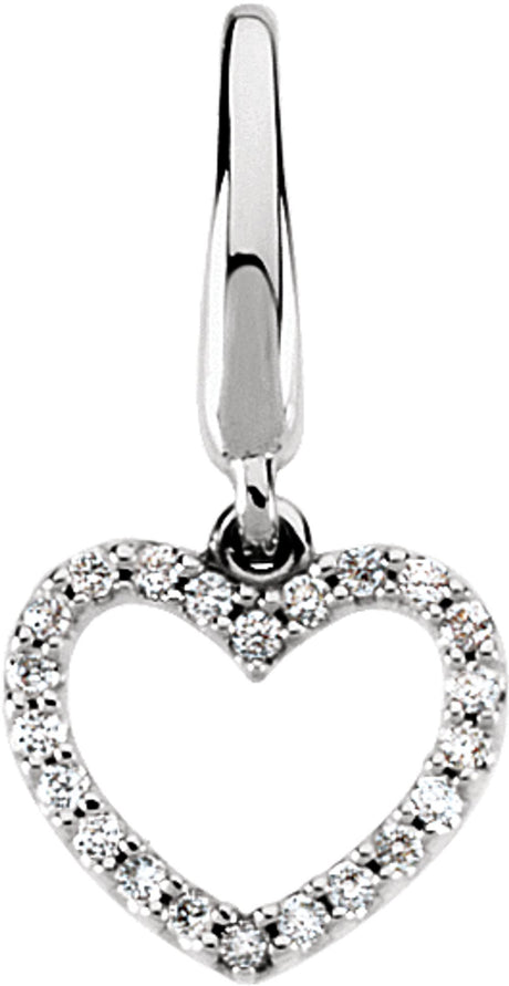 14K White .08 CTW Natural Diamond Heart Charm/Pendant