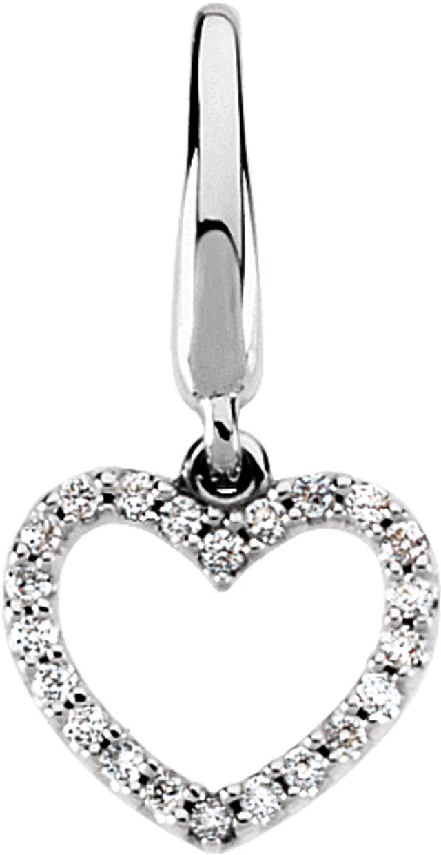 14K White Gold .08 CTW Natural Diamond Heart Charm/Pendant