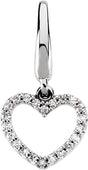 14K White Gold .08 CTW Natural Diamond Heart Charm/Pendant