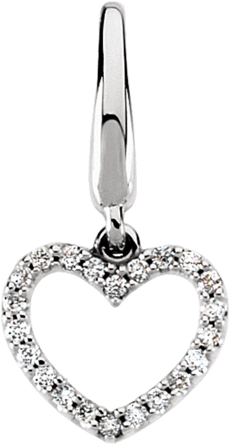 14K White .08 CTW Natural Diamond Heart Charm 