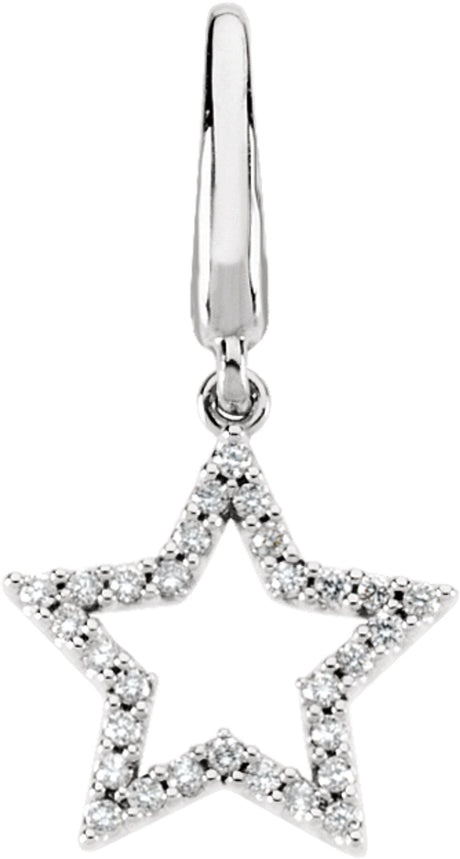 14K White 1/8 CTW Natural Diamond Star Charm/Pendant