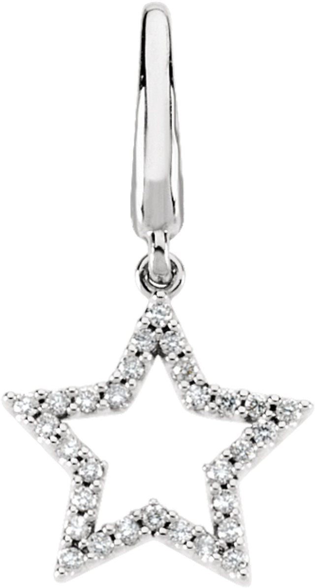 14K White 1/8 CTW Natural Diamond Star Charm/Pendant