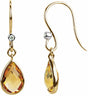 14K Yellow Natural Citrine & .02 CTW Natural Diamond Earrings