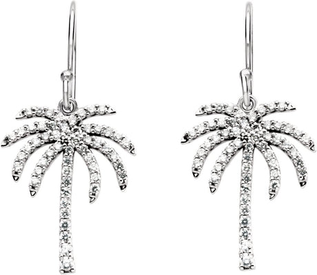 14K White Gold 3/8 CTW Natural Diamond Palm Tree Earrings