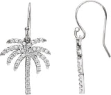 14K White Gold 3/8 CTW Natural Diamond Palm Tree Earrings