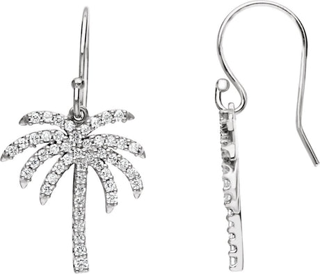 14K White Gold 3/8 CTW Natural Diamond Palm Tree Earrings