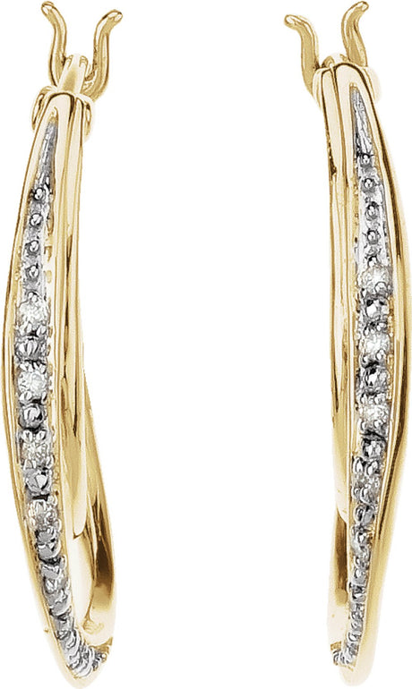 14K Yellow 1/10 CTW Natural Diamond Hoop Earrings