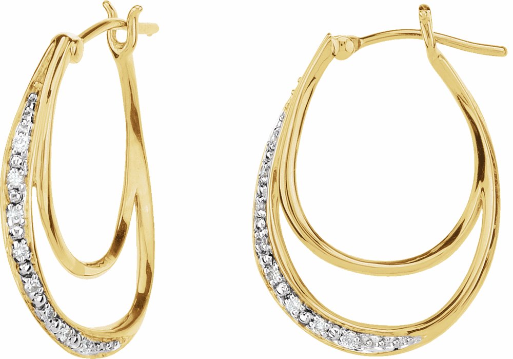 14K Yellow 1/10 CTW Natural Diamond Hoop Earrings