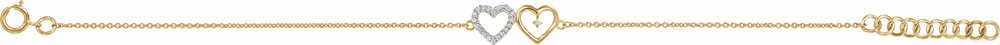 10K Yellow .07 CTW Natural Diamond Double Heart 6-7" Bracelet