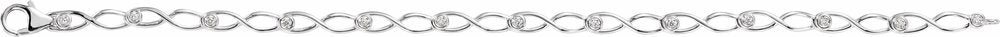 14K White Gold 1/8 CTW Natural Diamond Link 7" Bracelet 