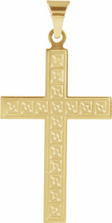 14K Yellow 22x14 mm Geometric Cross Pendant