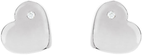 Sterling Silver .015 CTW Natural Diamond Heart Earrings 