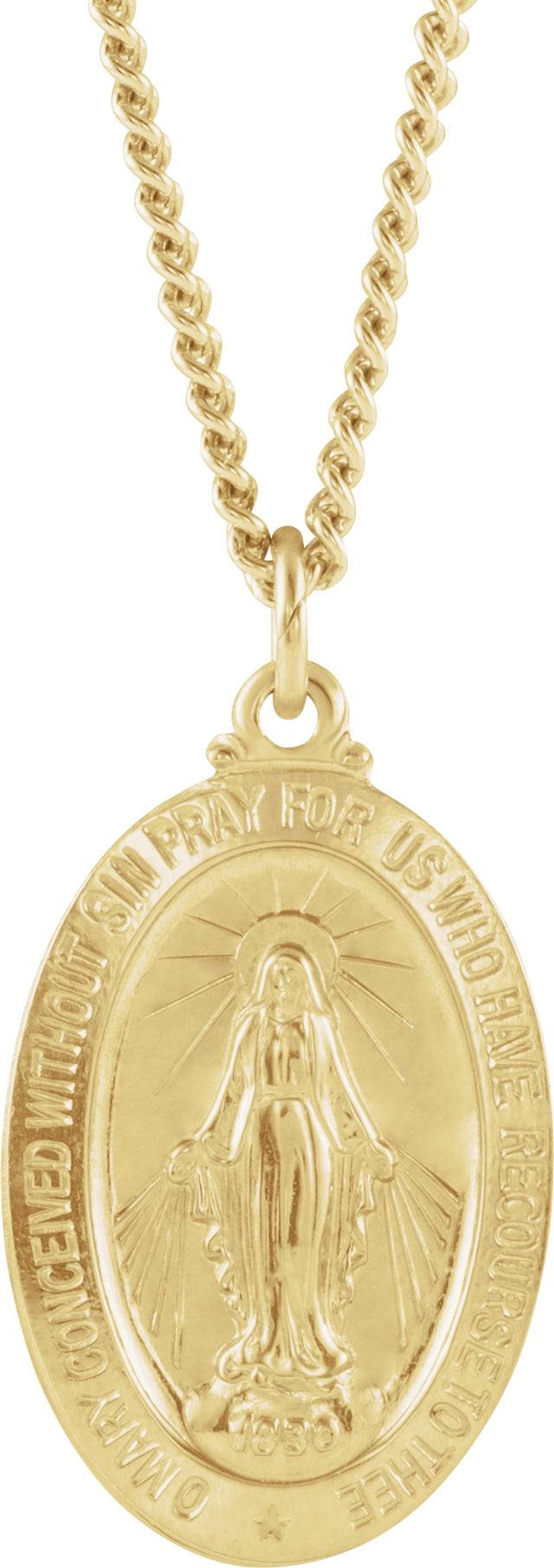 24K Yellow Gold-Plated 29x18 mm Miraculous 24" Necklace