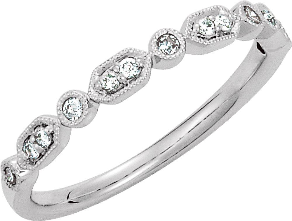 14K White Gold 1/8 CTW Natural Diamond Stackable Ring