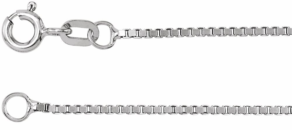 14K White Gold 1 mm Box 7" Chain