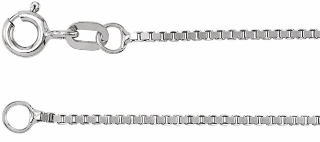 Rhodium-Plated Sterling Silver 1 mm Box 18" Chain