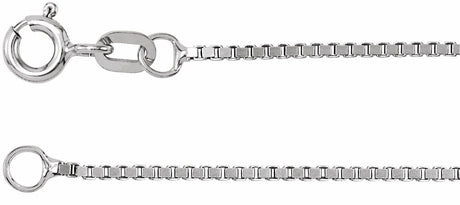 14K White 1 mm Box 18" Chain