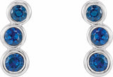 14K White Lab-Grown Blue Sapphire Ear Climbers