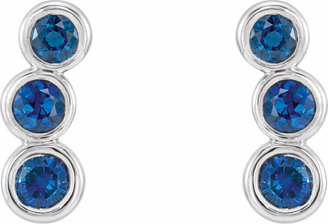 Sterling Silver Imitation Blue Sapphire Ear Climbers  