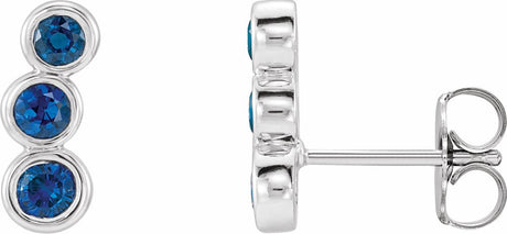 14K White Gold Lab-Grown Blue Sapphire Ear Climbers  