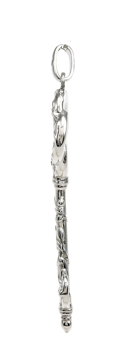 Sterling Silver 1/10 CTW Natural Diamond Vine Key Pendant