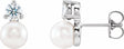 14K White Cultured White Freshwater Pearl & 1/2 CTW Natural Diamond Earrings