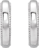 Sterling Silver Floral & Milgrain 12.6 mm Hoop Earrings
