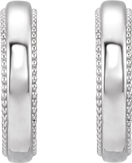 Sterling Silver Floral & Milgrain 12.6 mm Hoop Earrings