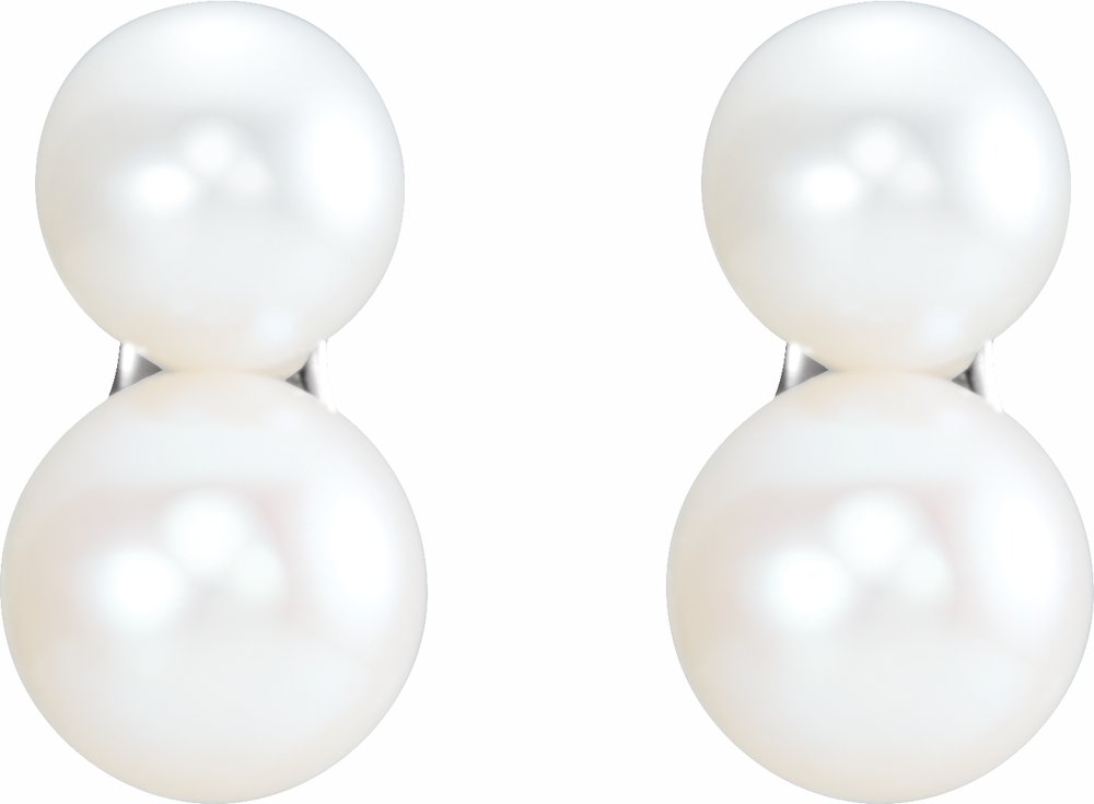 14K White Cultured White Freshwater Pearl Ear Climbers