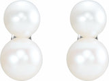 14K White Cultured White Freshwater Pearl Ear Climbers