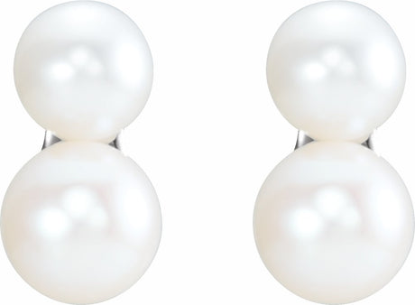 14K White Gold Cultured White Freshwater Pearl Ear Climbers  