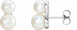 Sterling Silver Cultured White Freshwater Pearl Ear Climbers  