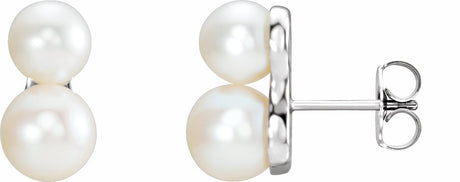 14K White Gold Cultured White Freshwater Pearl Ear Climbers  